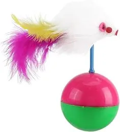 Tumbler False Mouse Cat Toy Smart Feather Cat Toy Colorful Feather Interactive Cat Roly Poly Toys Interactive Toy Play Game