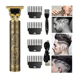 Vintage T9 Hair Cutting Machine Hair Clipper Professional Cutter Trimmer for Men Cordless Beard Trimmer USB for Barber Dragon