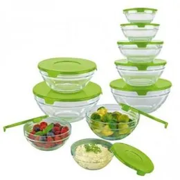 Multicolor 5 Pcs Glass Bowl Set With Plastic Lids Food Storage Serving, VivaFreshâ¢ Multicolor Glass Bowl Set â 5-Piece Food Storage & Serving Coll