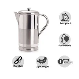 Stainless Steel Decent Jug / Silver Water Jug - 2L