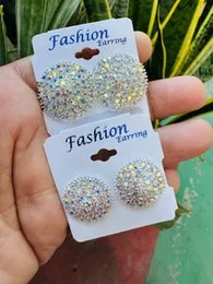 Silver Color Round Type Full Multi-Stone Stud Earring for Women & Girls