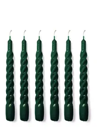 Dark Green Spiral Wax Candles, 8 Inch 12 Pcs Decorative Taper Candles for Party & Home DÃ©cor