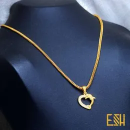 ESH Gold Plated Guaranteed 2MM New Trend Stylish Singapore Square Fox Chain 18/24 Inch with Dolphin Heart Fixed Stone Pendant