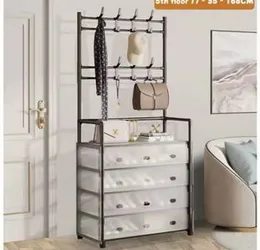 Cloth and Shoe Rack Black 5 Tier Layer Modern Luxury Living Furniture Holder Shelf Stand Metal Rack Organizer Shoe Storage For Store Home