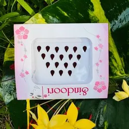 ESH Black & Maroon Color Simple Plain Small Water Drop Pottu Forehead Kumkum Self-Adhesive Sticker Bindi Card for Women
