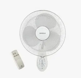 Havells Platina Remote 400mm Wall Fan White colour - 50W 1360 RPM 72 mÂ³/min Air Delivery RF Remote 60Â° Oscillation