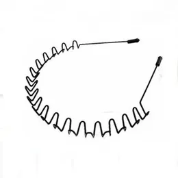 1 pc Non Slip Unisex Black Metal Spiral Wave Headband Men Women Flexible Sports Hair Band Hair Accessories