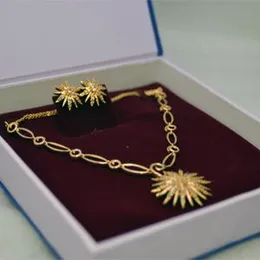 Gold plated Elegant Sun flower neckless with  new design Sun flower  earring.