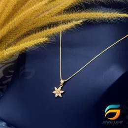 Gold Plated Guaranteed 18/24 inch 01MM Box Chain with New Star Flower Pendant Necklace for Ladies.