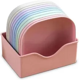 10 pcs Colorful Snack Plate Set - Multifunction Dining & Serving Plates with Holder, Kid-Friendly, Perfect for Parties, Modern & Stylish, Portion Cont