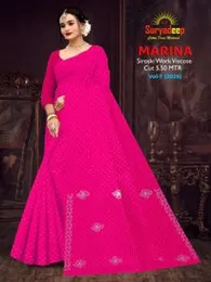 5.5 mtr Suryadeep Marina stone work reyon cotton sarees
