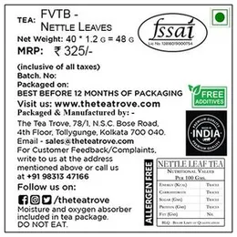 the tea trove Organic Nettle Leaf Tea Bags - 40 Eco-Friendly Stinging Nettle Tea Bags In Resealable Pouch For Kidney, Raising Hemoglobin & Joint Healt