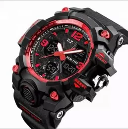Sports brand menâs sports watches dual display analog digital LED electronic quartz wrist watch water proof swimming military watches for boys