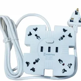 Multi Plug Wire Code 3 USB+ 4 Power Socket with 2M Cable 4A AC Power Socket UK Plug