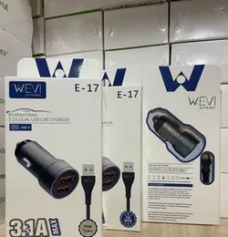 Wevi E-17 Brushed Metal 3.1A Dual USB Car Charger Kit