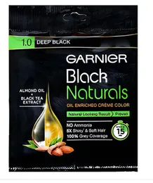 Garnier Black Naturals Oil Enriched Cream Hair Colour 1.0 Deep Black (20 g + 20 ml)