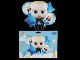 5 Pcs Bos Baby Movie Theme Foil Balloon Pack - Themed Birthday Party Balloons for Kids - Party Decorations Bos Baby Balloon Design