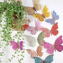 12pcs Carving Butterfly 3D Butterfly Wall Decoration Wall Sticker 3D Butterfly Sticker