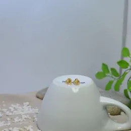 Gold Plated Heart White Stone Earring