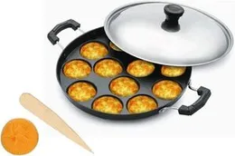 Appam Pan With Lid 12 Non Stick Scoops Appam Maker,Patra Paniyaram Pan, Appackara ,Kuzhi Paniyaram, Appam Pan With Lid 12 Non Stick Scoops Appam Maker