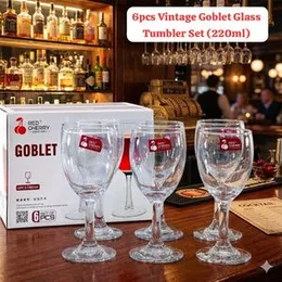 6pcs vintage goblet glass tumbler set