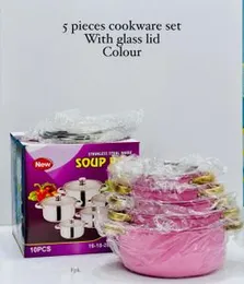 5pcs color cookware set with glass lid