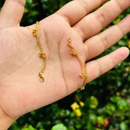 Gold color beautiful simple Indian Payal anklet with small bells for women and girl [no sound] one piece