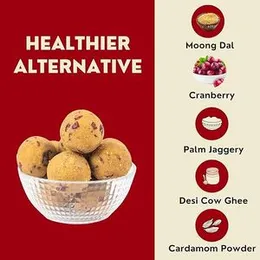 THE FILLING STATION Moong Dal Cranberry Ladoo | Sweetened with Palm Jaggery | No Added Sugar | No Artificial Flavors | No Preservatives_9 Ladoo_250 GM