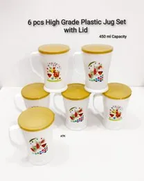Food Grade Plastic Jug Set with Lid  6 pcsÂ 