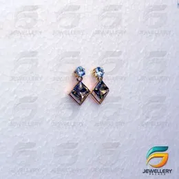 Gold Line Multi Colored Earrings with White Stone for Girl & Woman.
