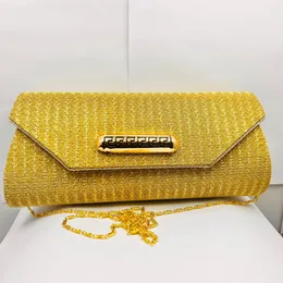 Bridal Wedding Lady Satin Gold Bags Lace chain Shoulder Bag Purse Party Girl Handbags