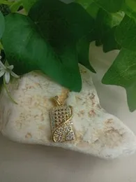 Gold Plated New Style white Fixed Stone Rectangle Pendant for Women