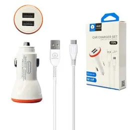 WUW-T71 2.4A 2 USB Car Charger Set (Type C)
