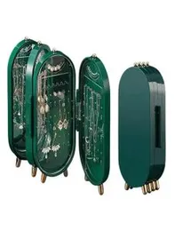 Jewelry Storage Box Earrings Display Stand Holder Necklace Organizer Folding Portable Plastic Jewelry Box With Mirror