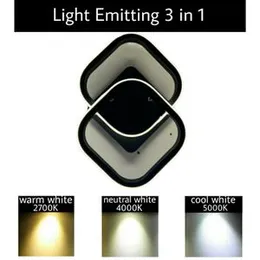 3 Color LED Wall Lights 18â24W | Modern Indoor Home Decor Lamp â Black