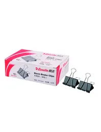 Esselte Binder Clip Black Long Tail Clip (Box) 12mm 12 Pieces