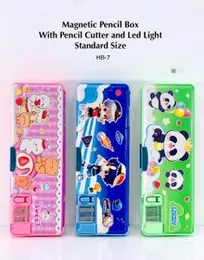 Magnetic pencil boxes with various designs and features.