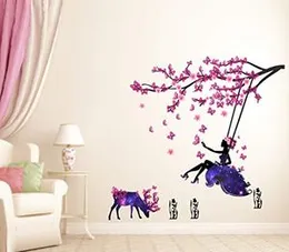 Decal O Decal' Blue Butterfly with Motivational Quotes ' Wall Stickers (Pack of 2, Angel on Swing with Little Deer and Butterfly) (FROM INDIA FAAZ)