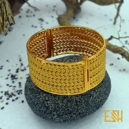 Gold Plated Foxtail Link Lock Bangle – Comfort Fit Fashion Jewelry for Women