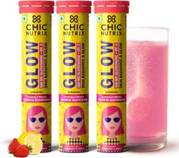 Chicnutrix Glow-Tablet | Japanese Glutathione & Vit. C| Antioxidants for clear, glowing skin| Sugar-free, Strawberry-lemon flavour