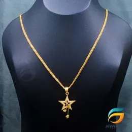Gold Plated 02MM Bismark Chain Guaranteed 18/24 inch Chain with Pendant Star Vaalmiki Necklace for Ladies & Girl.