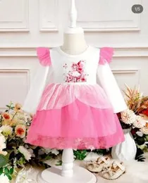 Baby Girl Floral Print Ruffle Trim Mesh Hem Dress Size : 1-3 Years