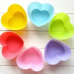 Silicone Heart Shaped Cake Moulds Small 6 pcs Baking Set Reusable Bakeware