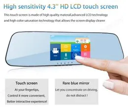 Vehicle Blackbox DVR Dual Lens Rearview Mirror Recorder