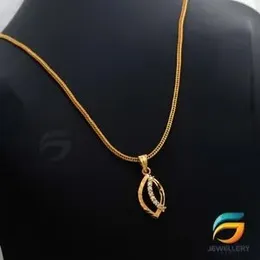 Gold Plated Chain With Pendant 18/24 inch 02MM Fox Chain with Leaf Pendant Necklace for Ladies & Girl.