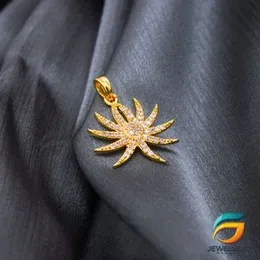 Gold Plated Rich Look Palm Jumeirah Theme Pendant With Stone For Ladies.