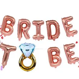 9Pcs 16" BRIDE TO BE Letter Banner Balloon Party Foil ROSE GOLD