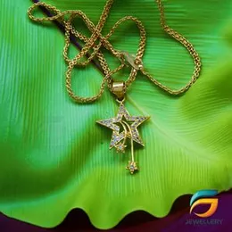 Gold Plated 02MM Bismark Chain Guaranteed 18/24 inch Chain with Pendant Star Vaalmiki Necklace for Ladies & Girl-45cm