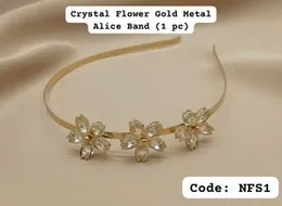 Crystal Flower Gold Metal Alice Band