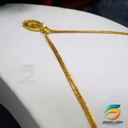 Gold Plated Guaranteed 18/24 inch 02mm Albert Chain with AD Stone Pendant Necklace for ladies.